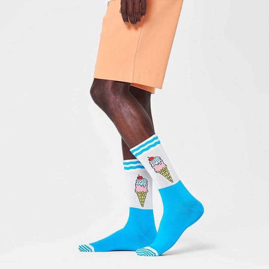 Fashion Happy Socks Socks | Happy Socks: Ice Cream White Blue