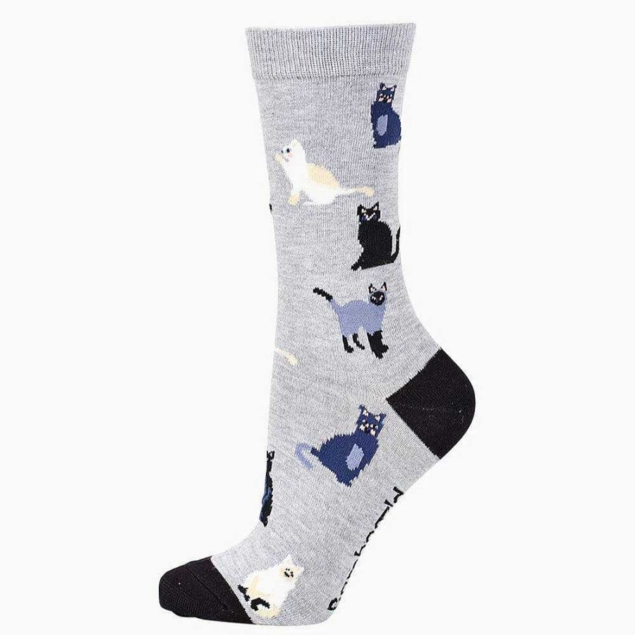 Fashion Bamboozld Socks | Bamboozld: Womens Cats Grey Bamboo Sock