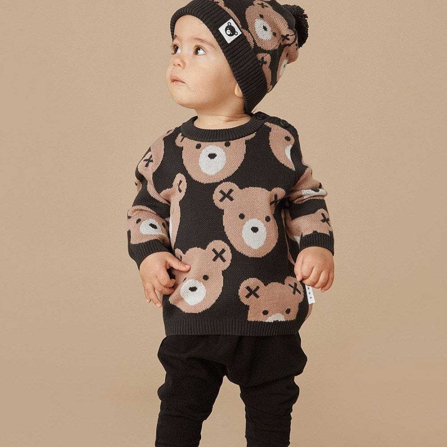 Fashion Huxbaby Kid'S Clothing - Other | Huxbaby: Knit Jumper Huxbear Soft Black