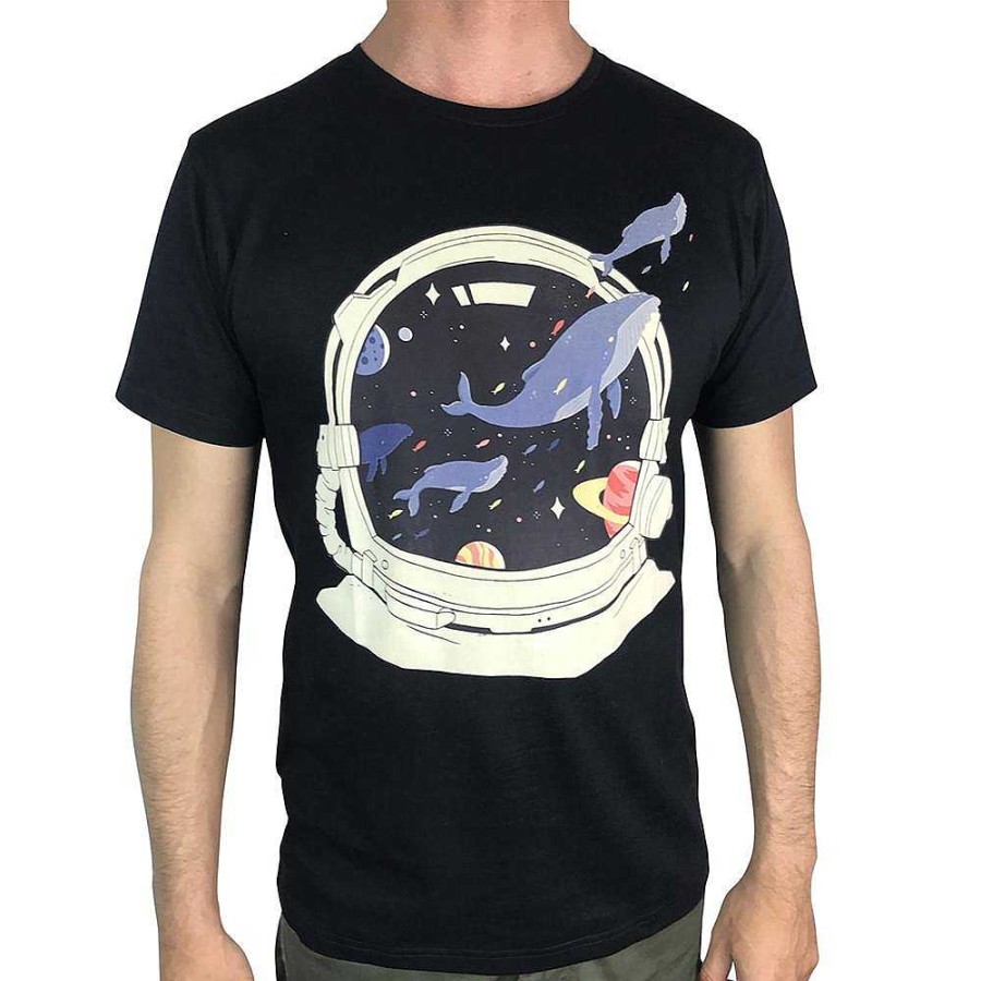 Fashion Monsterthreads Men'S T-Shirts | Space Balloon Whales Charcoal Mens Tee