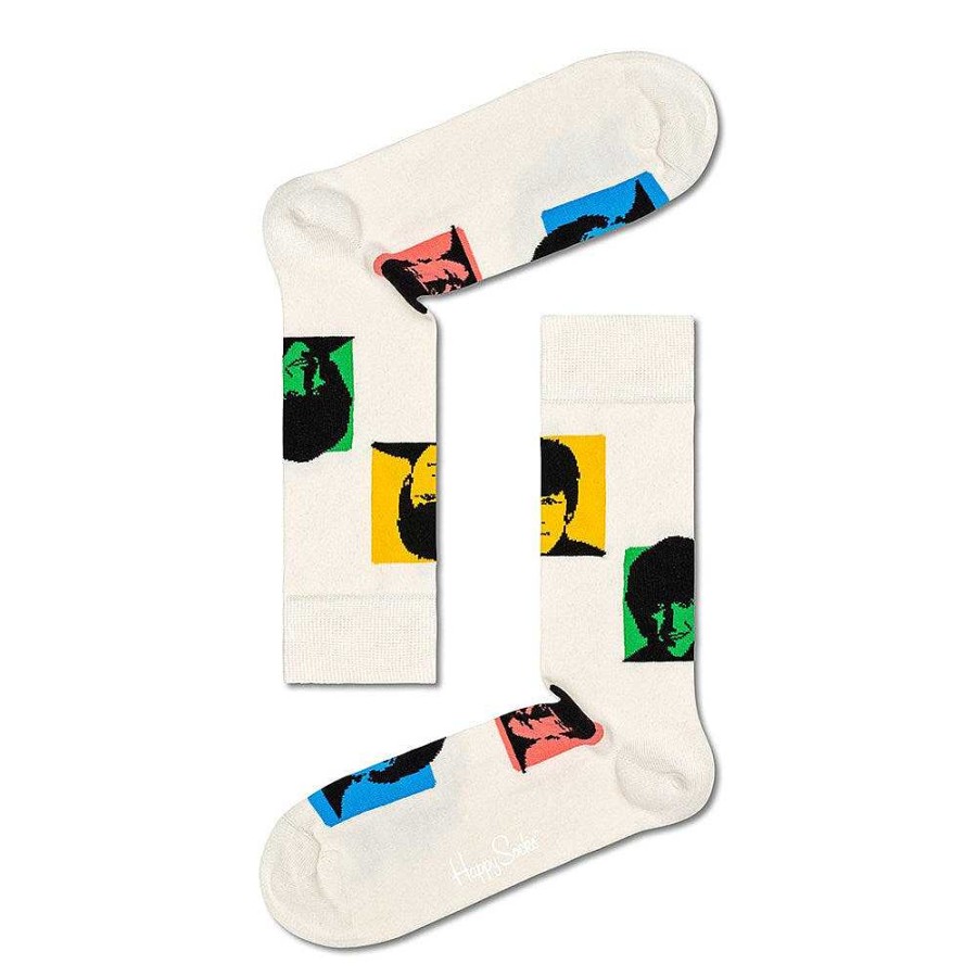 Fashion Happy Socks Socks | Happy Socks: Beatles Silhouettes White