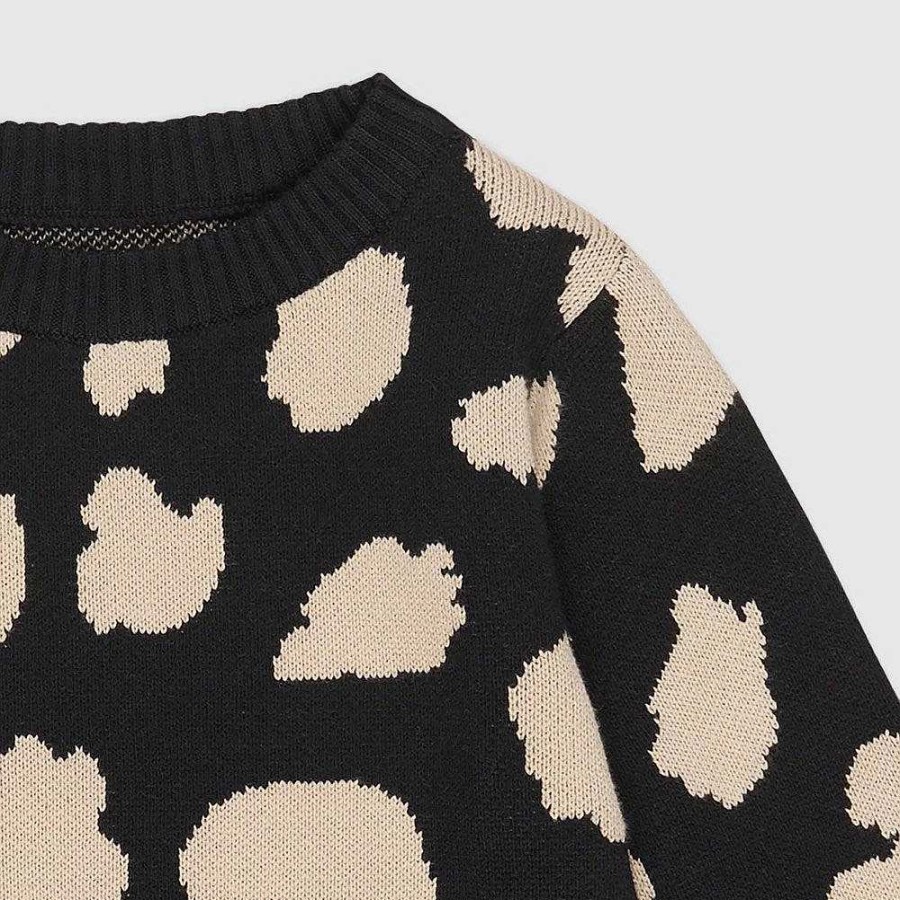 Fashion Huxbaby Kid'S Clothing - Other | Huxbaby: Knit Jumper Animal Spot Black 5