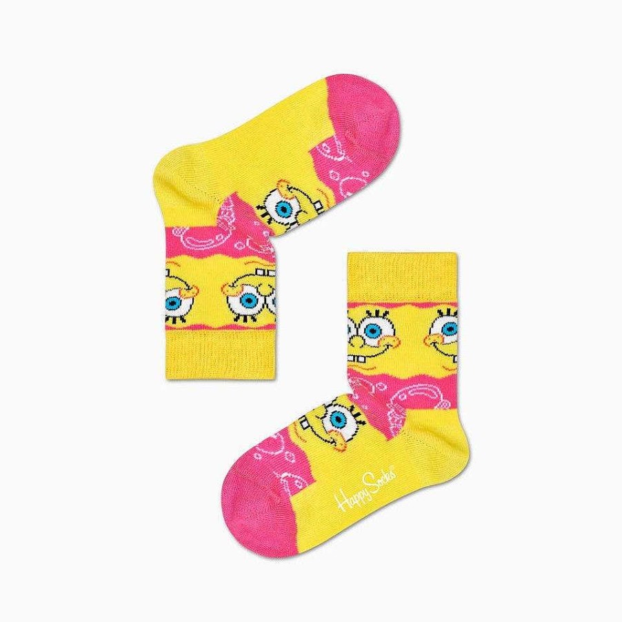 Fashion Happy Socks Socks | Happy Socks: Kids Spongebob Say Cheese Burger Pink Yellow