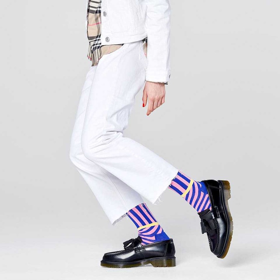 Fashion Happy Socks Socks | Happy Socks: Stripes & Stripes Purple Sm