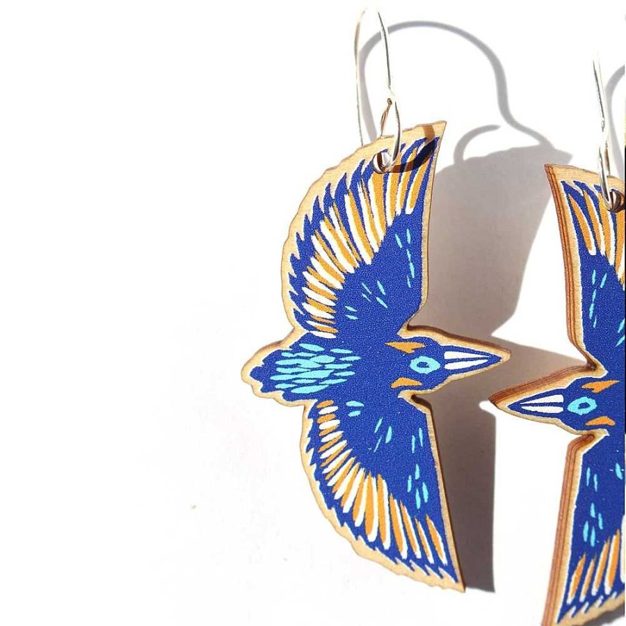 Jewellery To The Trees | To The Trees: Wooden Cut Out Earrings Kingfisher