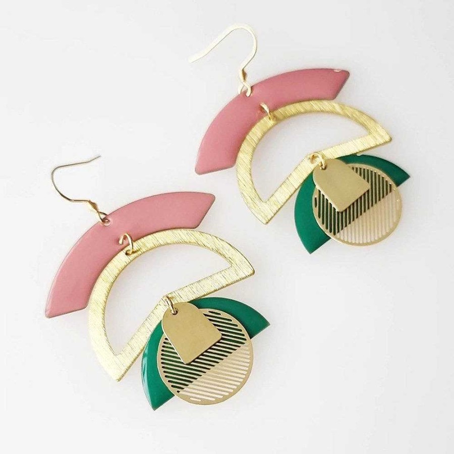 Jewellery Middle Child | Middle Child: Hallpass Earrings Pink/Green