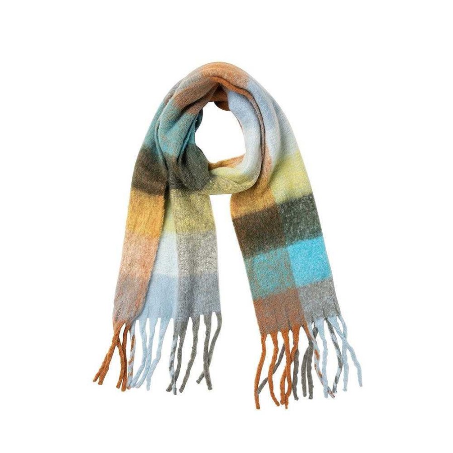 Fashion Indus Design Scarves | Indus Design: Scarf Alps Blue Tan Check