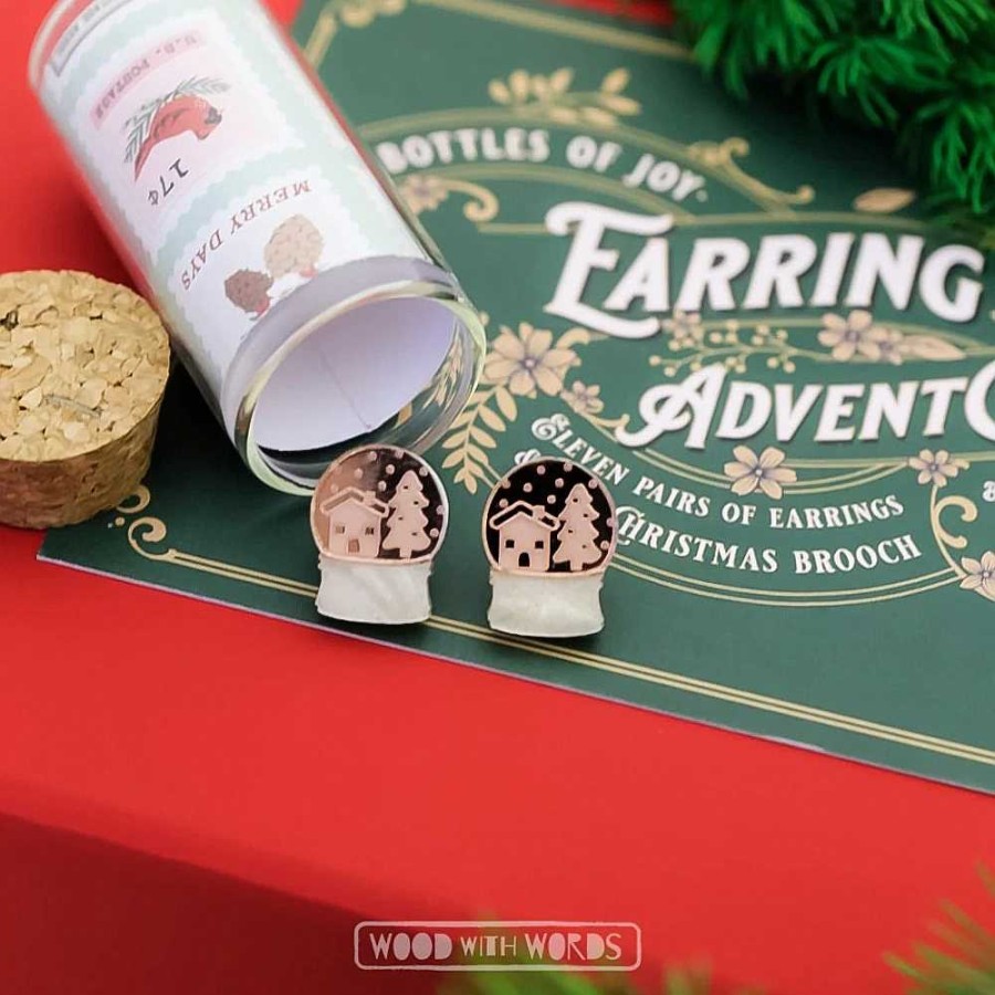 Jewellery Wood With Words | Wood With Words: Acrylic Stud Earrings Snow Globe