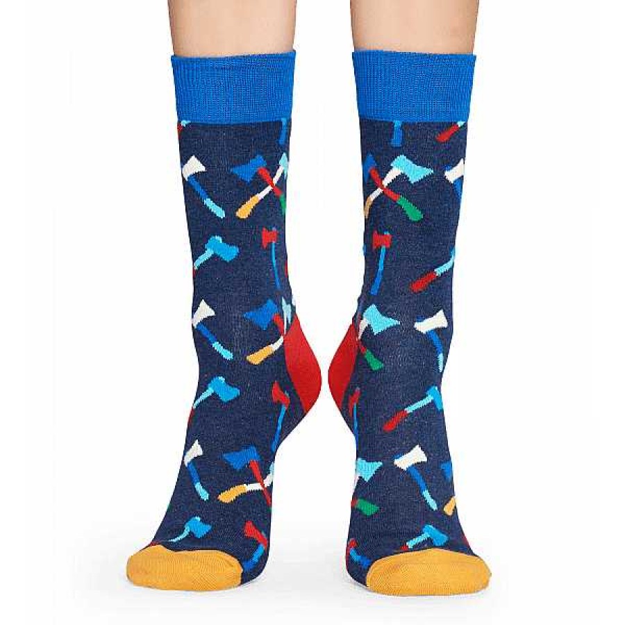 Fashion Happy Socks Socks | Happy Socks: Blue Axe