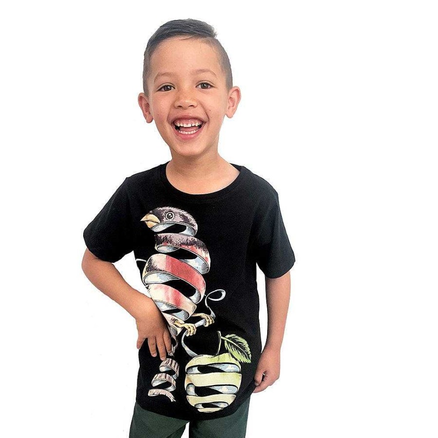 Fashion Monsterthreads Kid'S T-Shirts | Surrealist Bird Charcoal Kids Tee