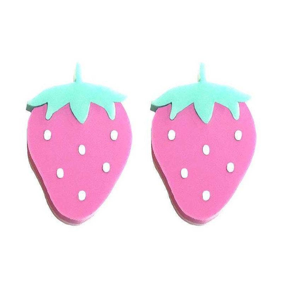 Jewellery Yippy Whippy | Yippy Whippy: Strawberries Fruit Studs Pastel Pink