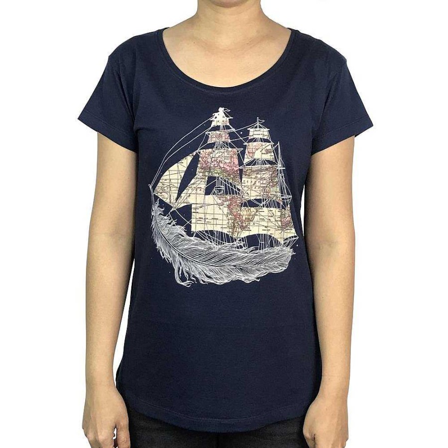 Fashion Monsterthreads Women'S T-Shirts | Wherever The Wind Blows Navy Womens Tee