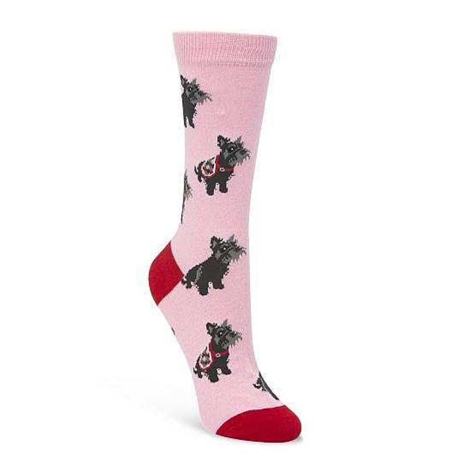 Fashion Bamboozld Socks | Bamboozld: Womens Scotty Dog Pink And Grey Marle Bamboo Sock