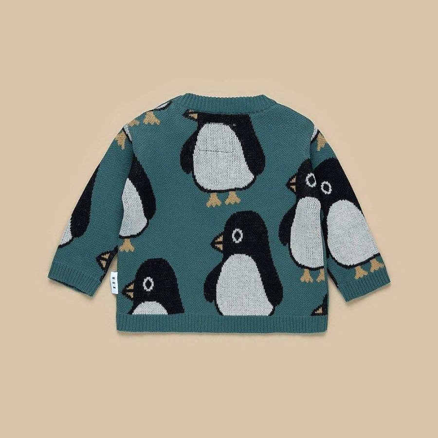 Fashion Huxbaby Kid'S Clothing - Other | Huxbaby: Knit Jumper Penguin Spruce