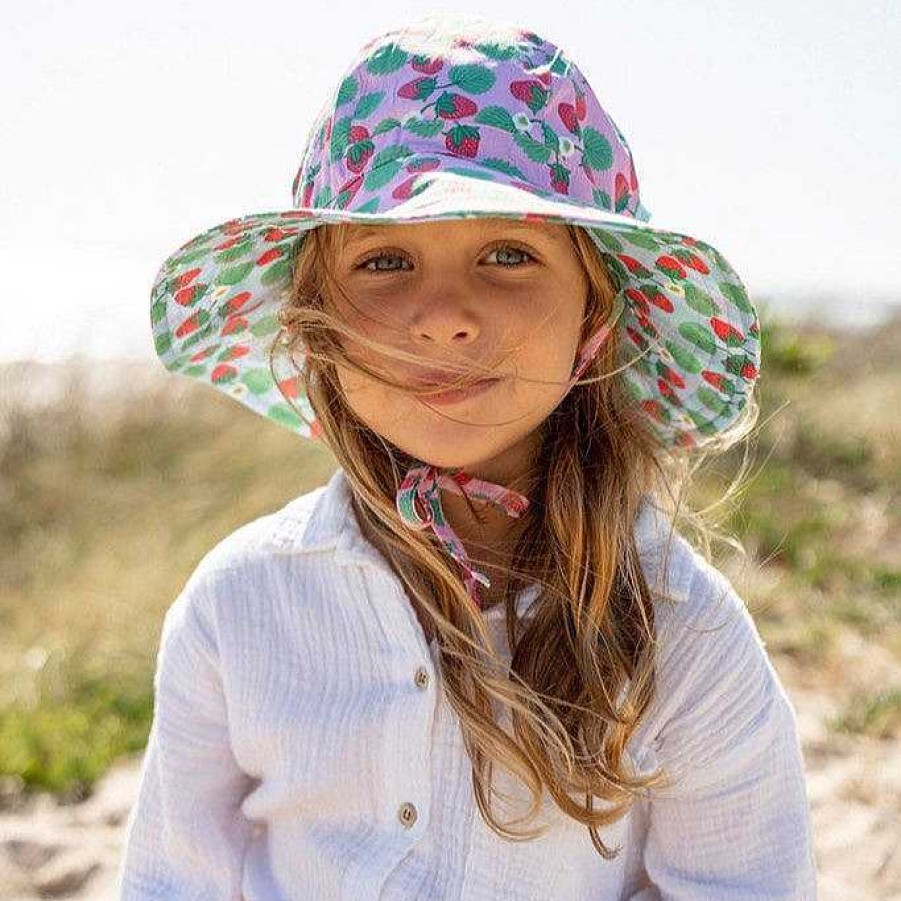 Fashion acorn kids Hats | Acorn Kids: Wide Brim Reversible Sunhat Strawberry Pink Blue