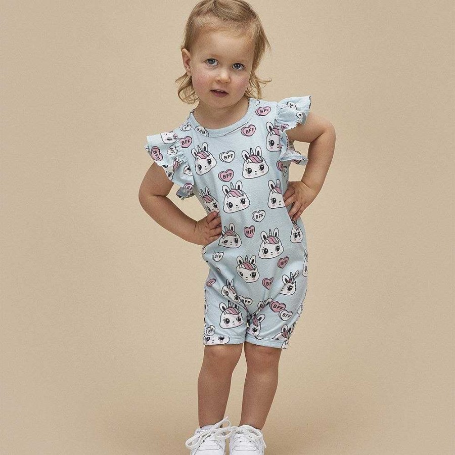 Fashion Huxbaby Kid'S Clothing - Other | Huxbaby: Short Frill Romper Bunny Love