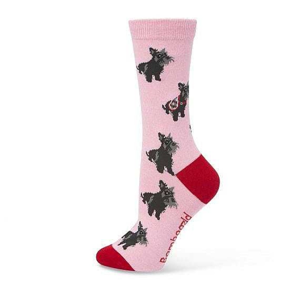 Fashion Bamboozld Socks | Bamboozld: Womens Scotty Dog Pink And Grey Marle Bamboo Sock