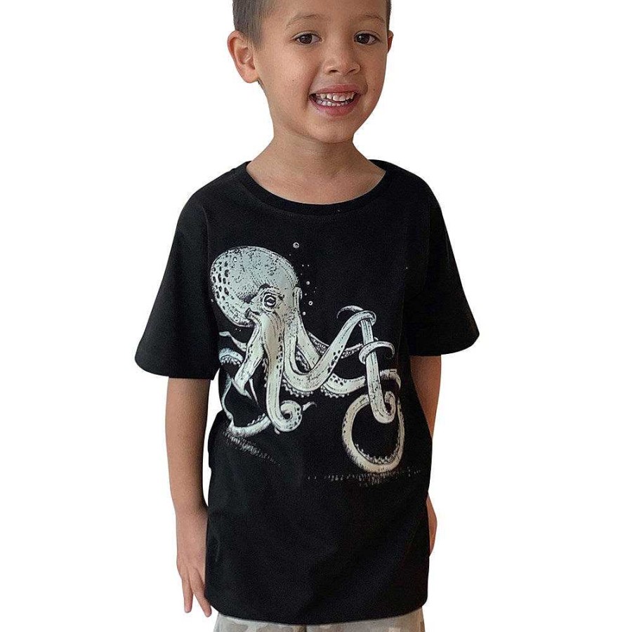 Out+About Monsterthreads | Octopus Bike Charcoal Kids Tee