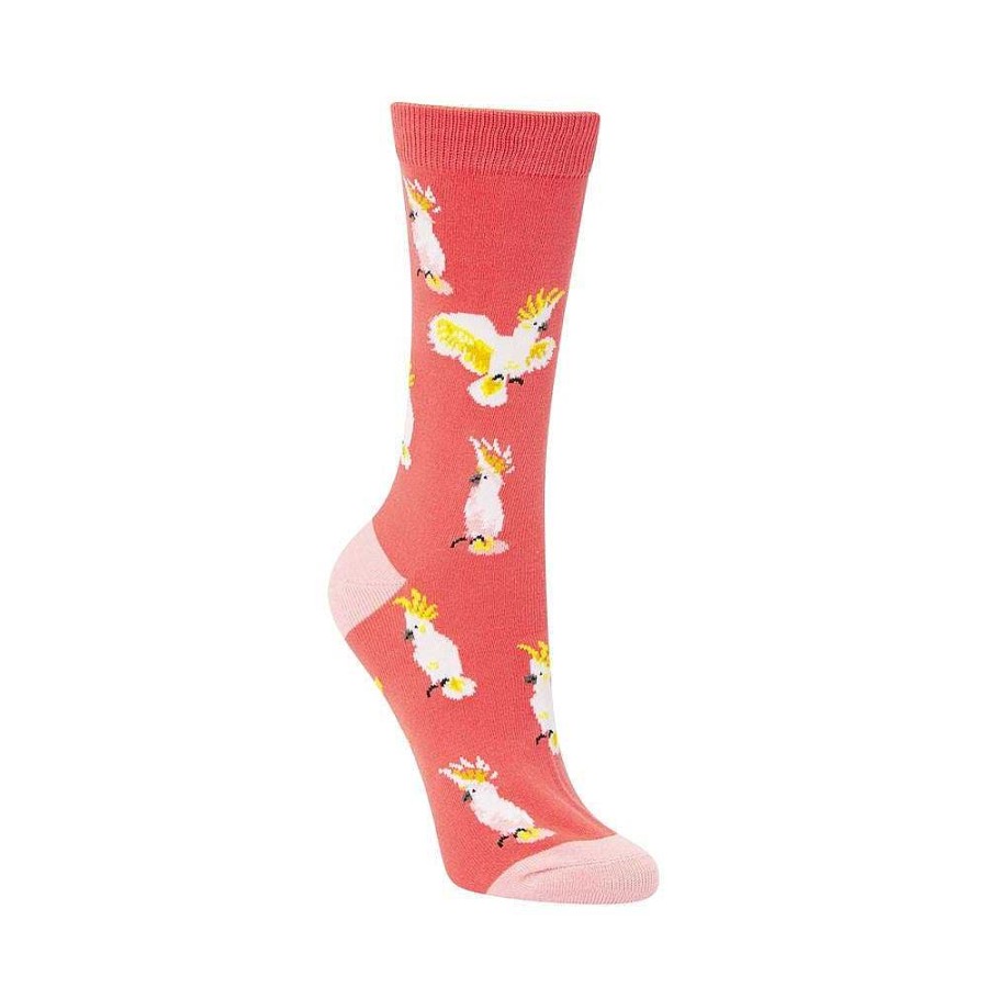 Fashion Bamboozld Socks | Bamboozld: Womens Cockatoo Coral Bamboo Sock