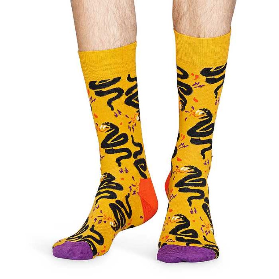 Fashion Happy Socks Socks | Happy Socks: Snake Yellow