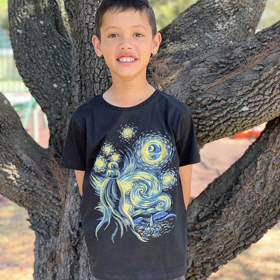 Fashion Monsterthreads Kid'S T-Shirts | Starry Night Charcoal Kids Tee