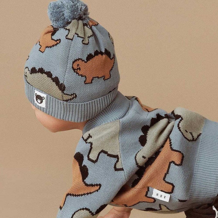 Fashion Huxbaby Kid'S Clothing - Other | Huxbaby: Knit Beanie Dino Teal