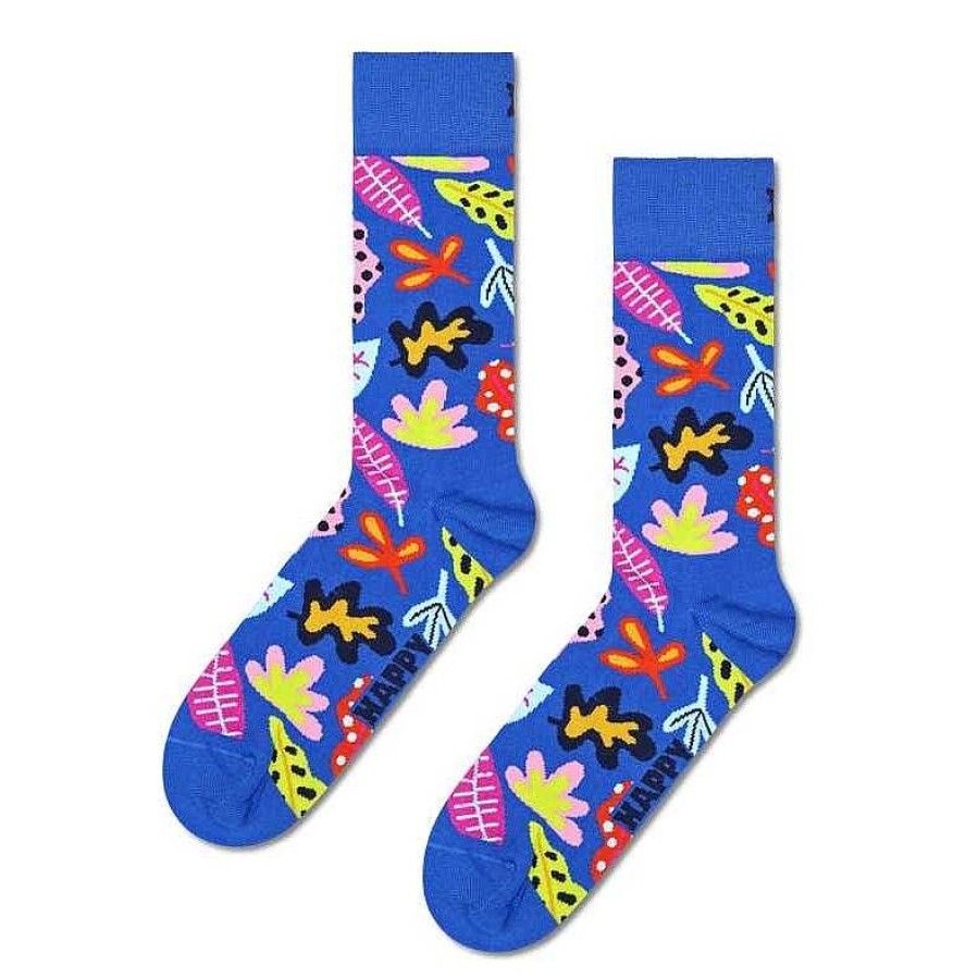 Fashion Happy Socks Socks | Happy Socks: Leaves Blue