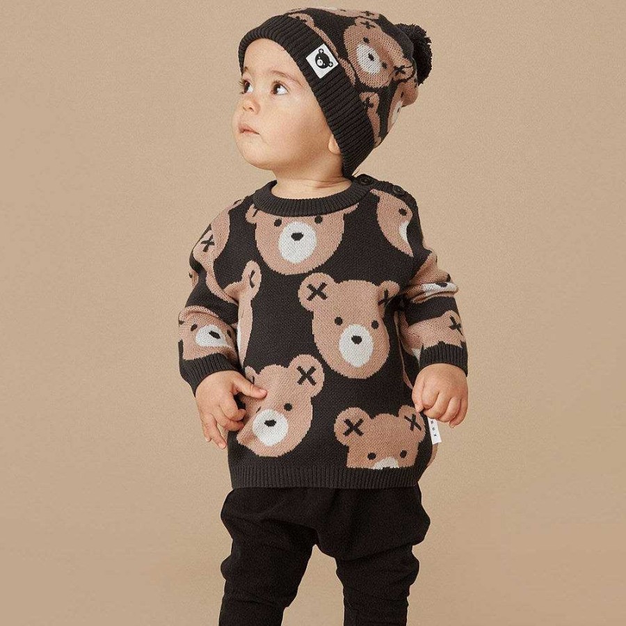 Fashion Huxbaby Kid'S Clothing - Other | Huxbaby: Knit Beanie Huxbear Soft Black