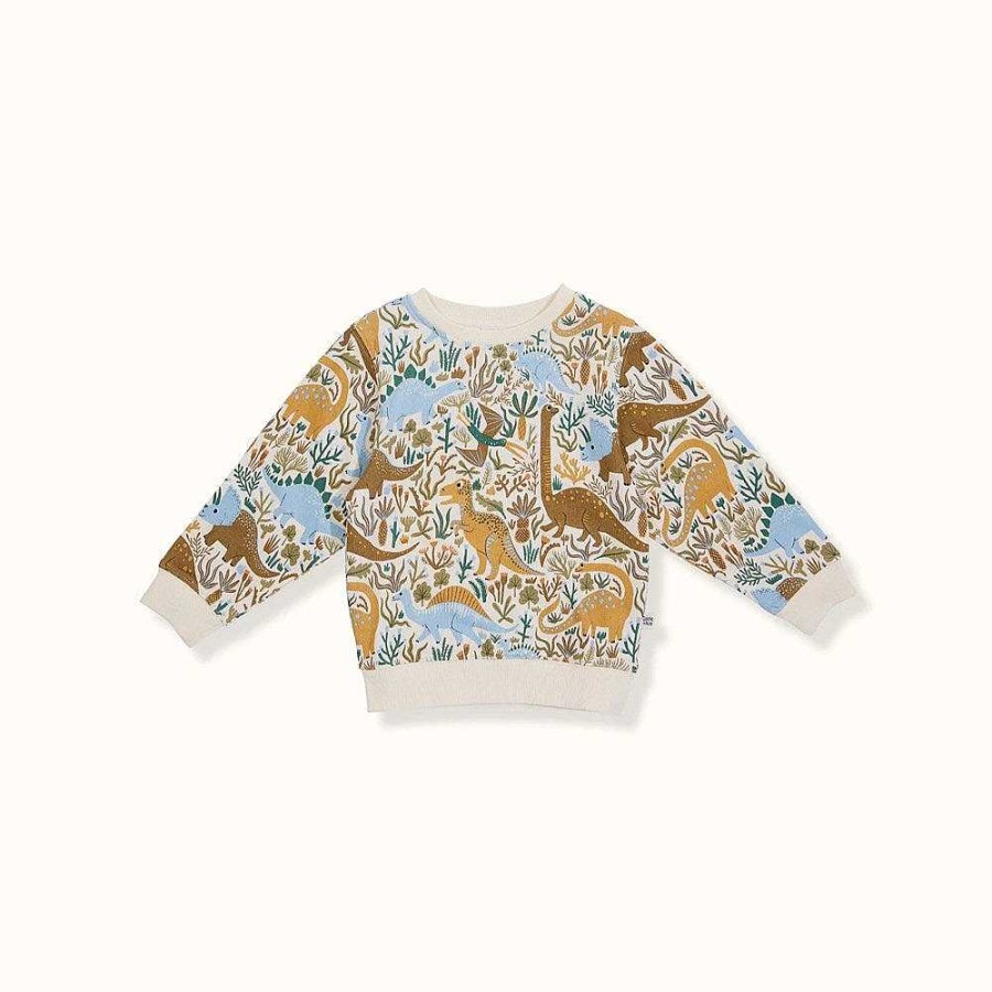 Fashion Goldie + Ace Kid'S Clothing - Other | Goldie + Ace: Dino Roar Terry Relaxed Sweater Blue