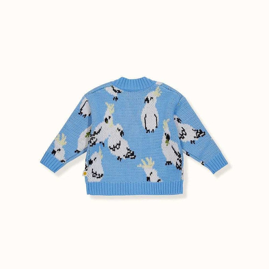 Fashion Goldie + Ace Kid'S Clothing - Other | Goldie + Ace: Cam Cockatoo Knit Cardigan Blue