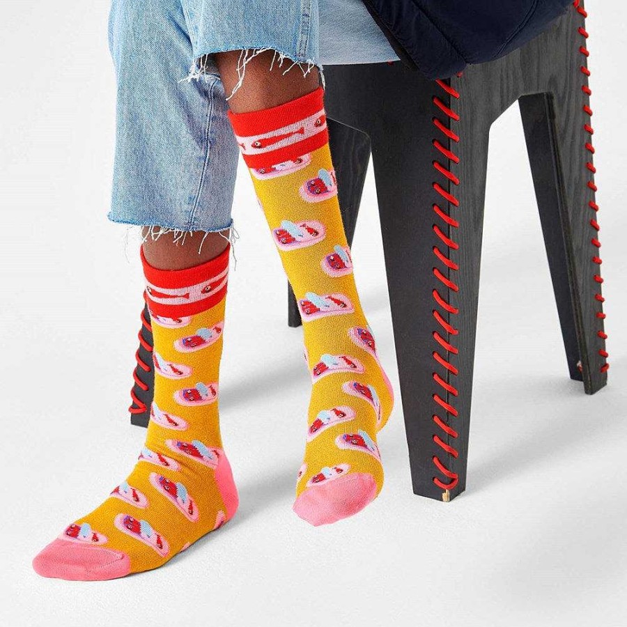 Fashion Happy Socks Socks | Happy Socks: Sardines In A Tin Sock Mustard Red