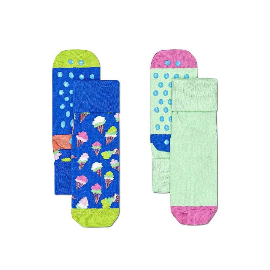 Fashion Happy Socks Socks | Happy Socks: Kids Anti Slip Ice Cream 2Pk 2-3Y