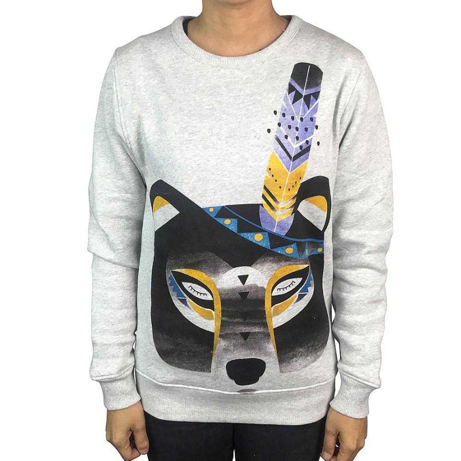 Fashion Monsterthreads Unisex Crew Neck Jumpers | Boho Bear Grey Marle Jumper