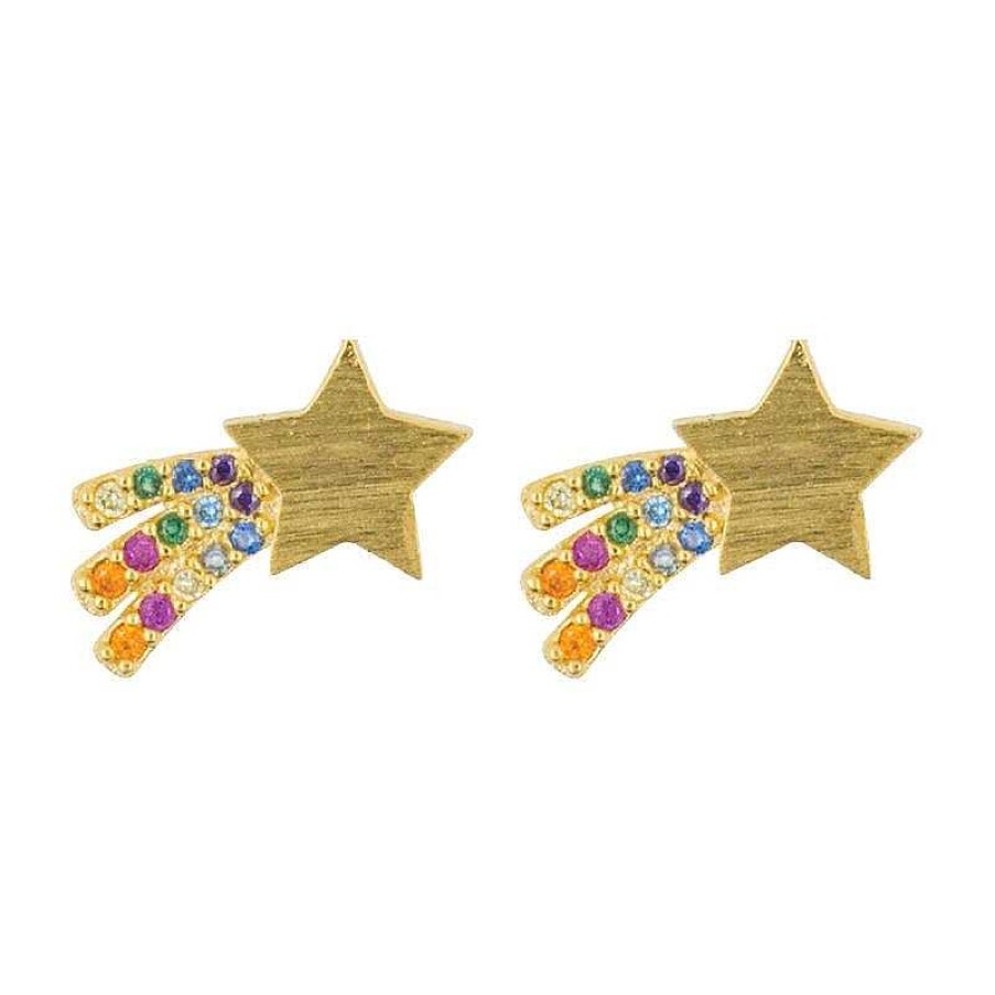 Jewellery Short Story | Short Story: Earring Diamante Shooting Star Rainbow Gold