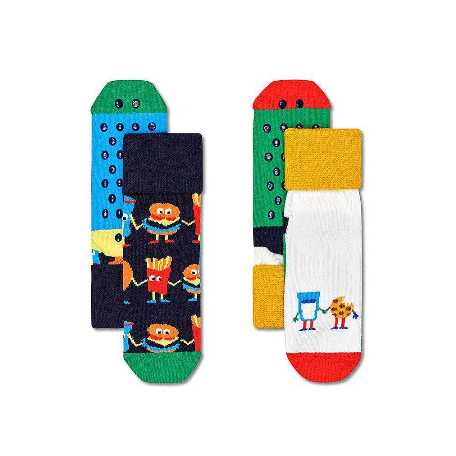 Fashion Happy Socks Socks | Happy Socks: Kids Anti Slip Food Friends 2Pk 2-3Y