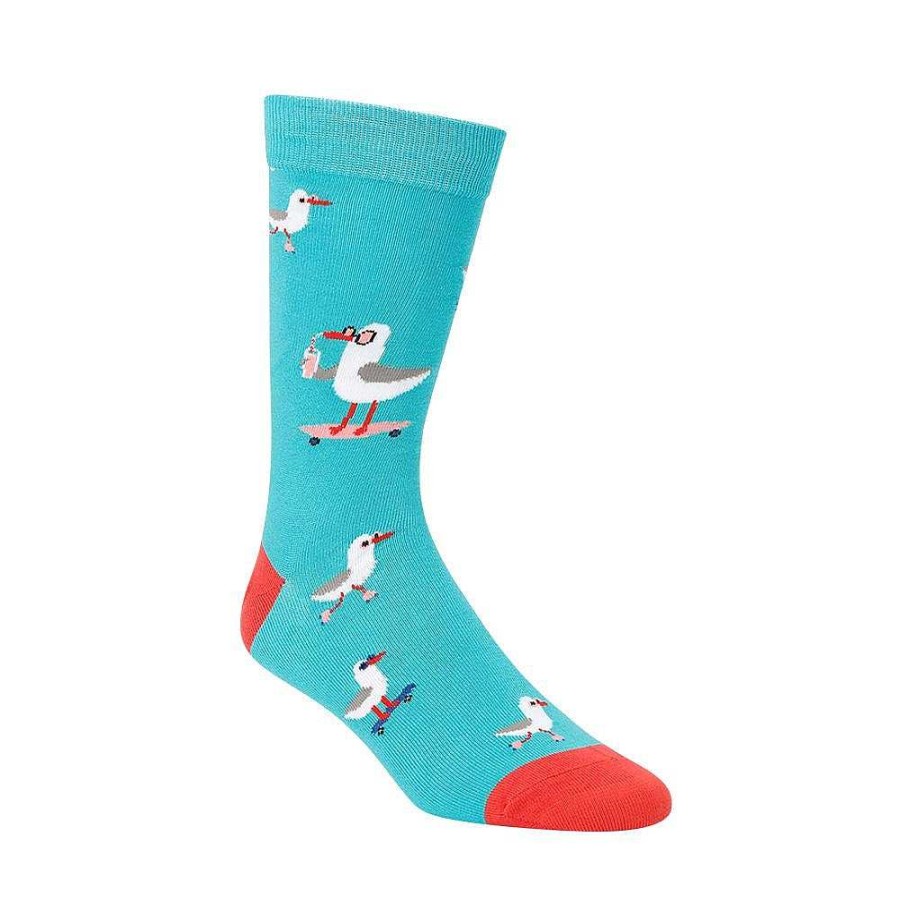 Fashion Bamboozld Socks | Bamboozld: Mens Seaside Seagull Teal Bamboo Sock