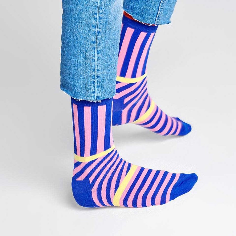 Fashion Happy Socks Socks | Happy Socks: Stripes & Stripes Purple Sm