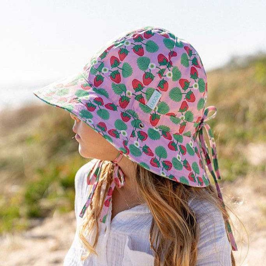 Fashion acorn kids Hats | Acorn Kids: Wide Brim Reversible Sunhat Strawberry Pink Blue