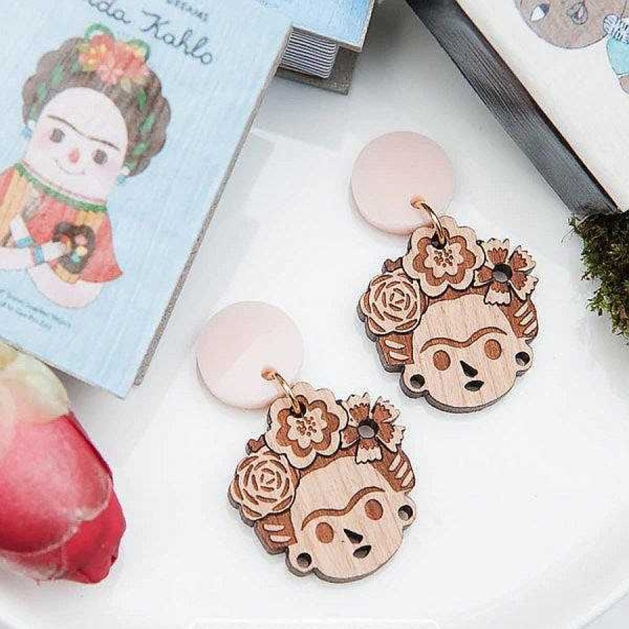 Jewellery Wood With Words | Wood With Words: Dangle Earrings Frida