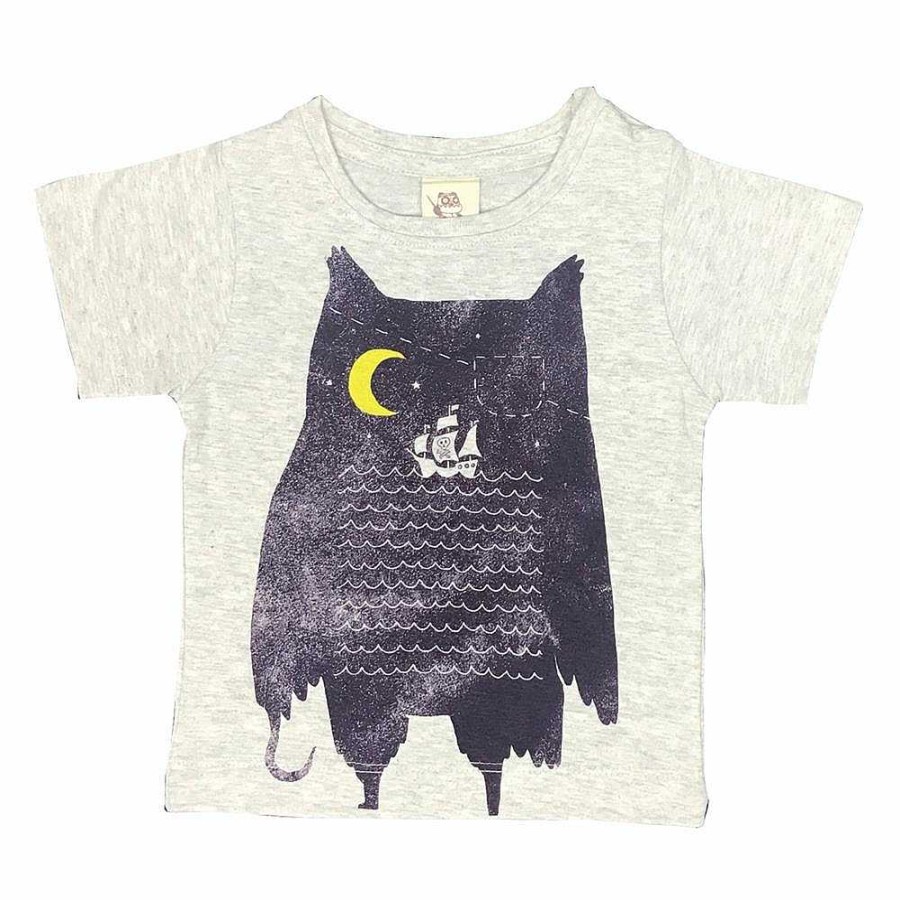 Fashion Monsterthreads Kid'S T-Shirts | Pirate Owl Grey Marle Kids Tee