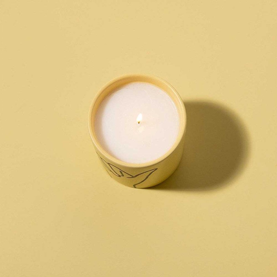 Out+About Paddywax | Paddywax: Impressions 5.75Oz Ceramic Candle Yellow Hang Loose Ocean Rose & Bay