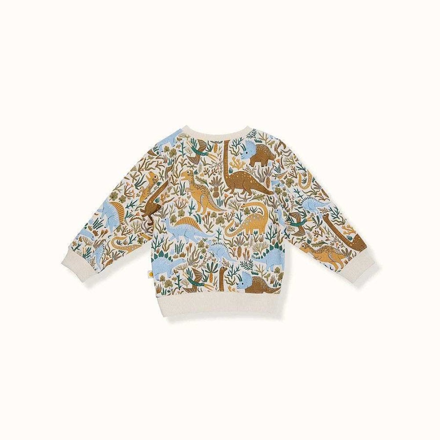 Fashion Goldie + Ace Kid'S Clothing - Other | Goldie + Ace: Dino Roar Terry Relaxed Sweater Blue