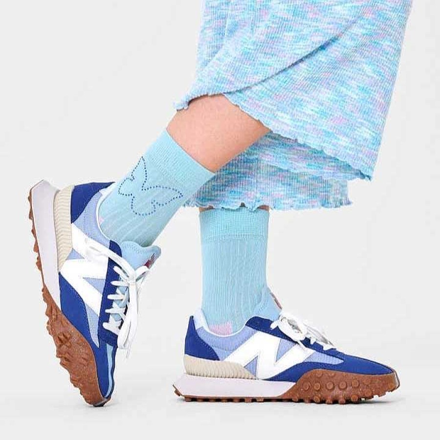 Fashion Happy Socks Socks | Happy Socks: 1/2 Crew Butterfly Rhinestone Blue Sm