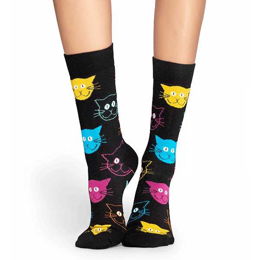 Fashion Happy Socks Socks | Happy Socks: Black Cat