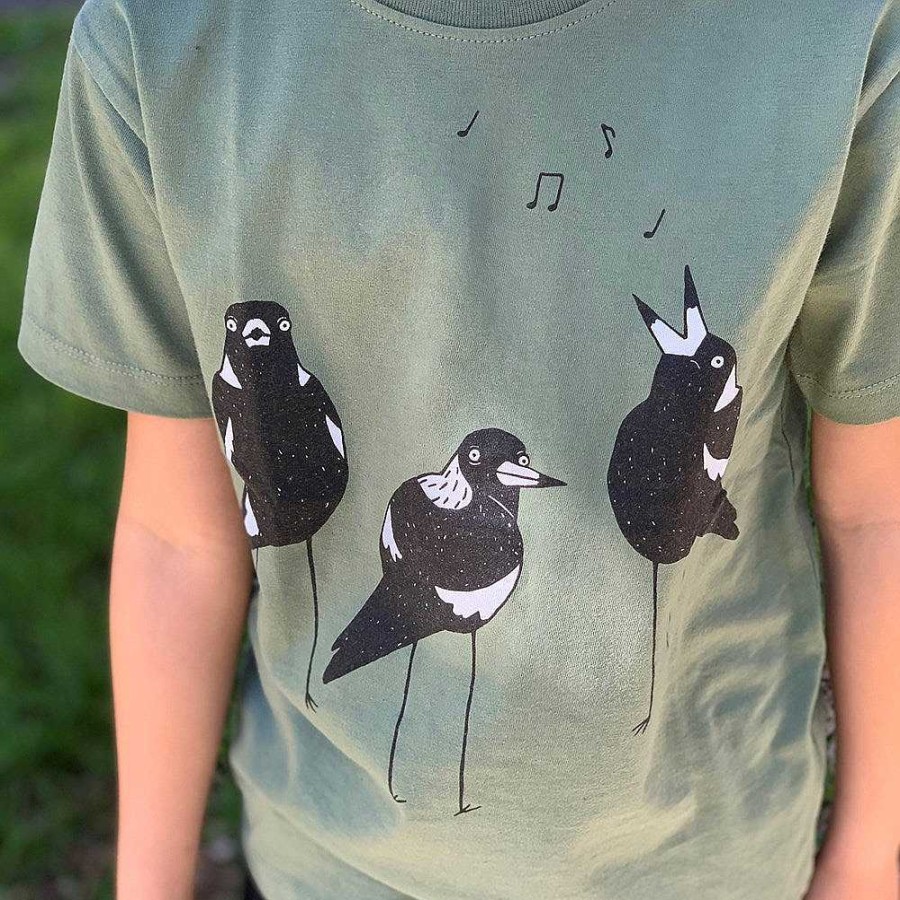 Fashion Monsterthreads Kid'S T-Shirts | Singing Magpies Kashmir Green Kids Tee