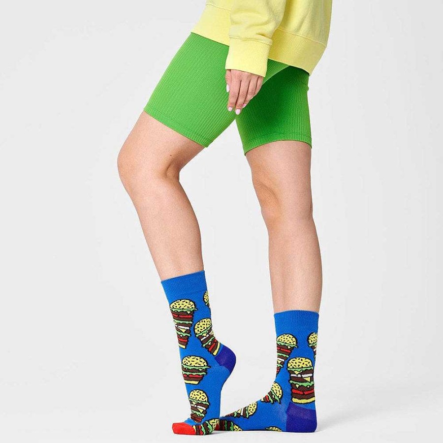 Fashion Happy Socks Socks | Happy Socks: Burger Blue