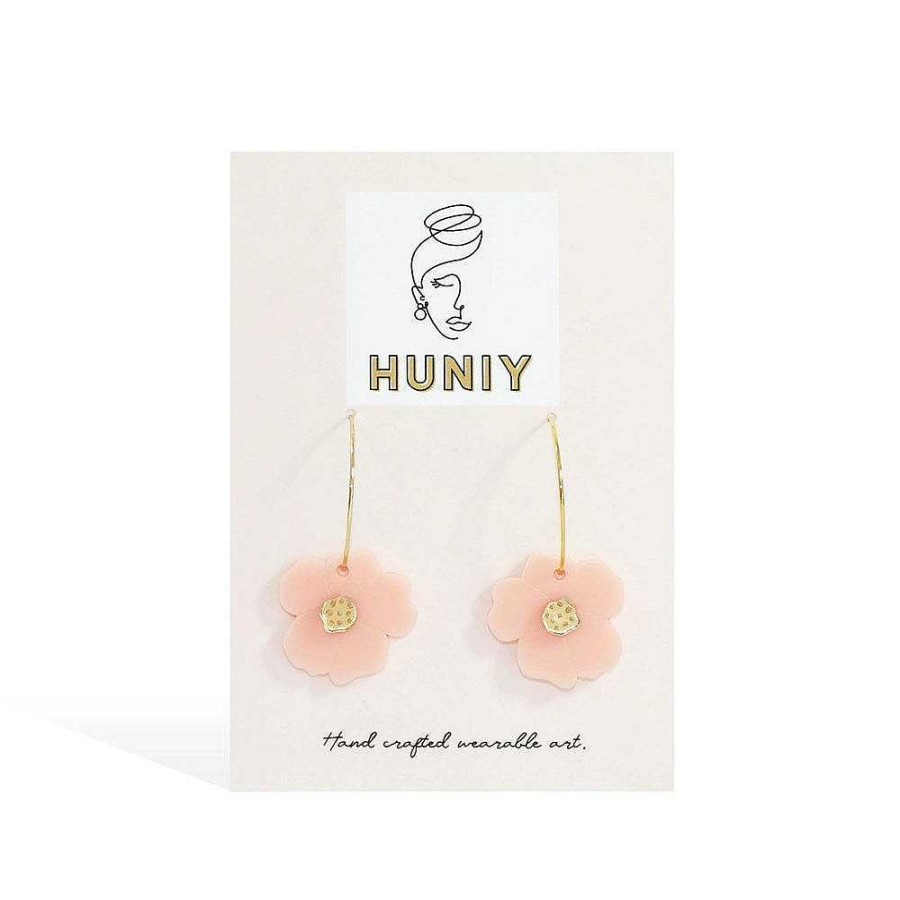 Jewellery HUNIY | Huniy: Earrings Flower Hoops Nude Pink