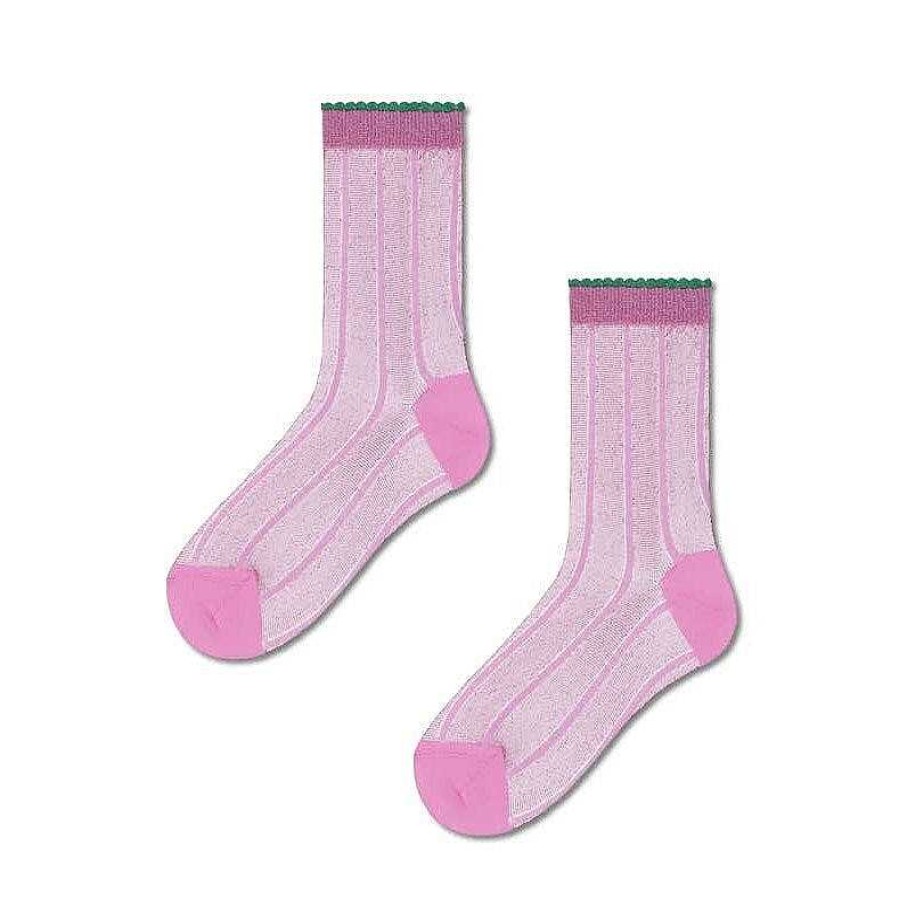 Fashion Happy Socks Socks | Happy Socks: Extra Fine Ankle Lilly Pink Sm