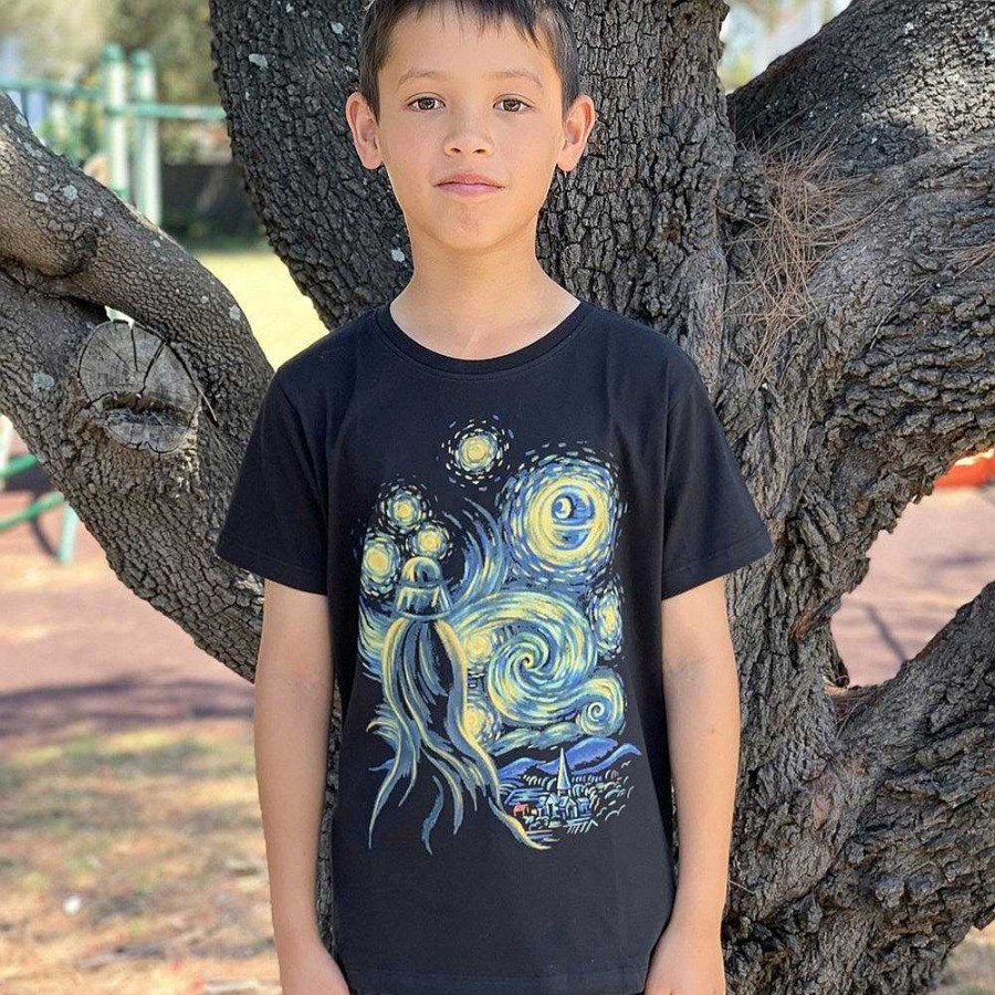 Fashion Monsterthreads Kid'S T-Shirts | Starry Night Charcoal Kids Tee