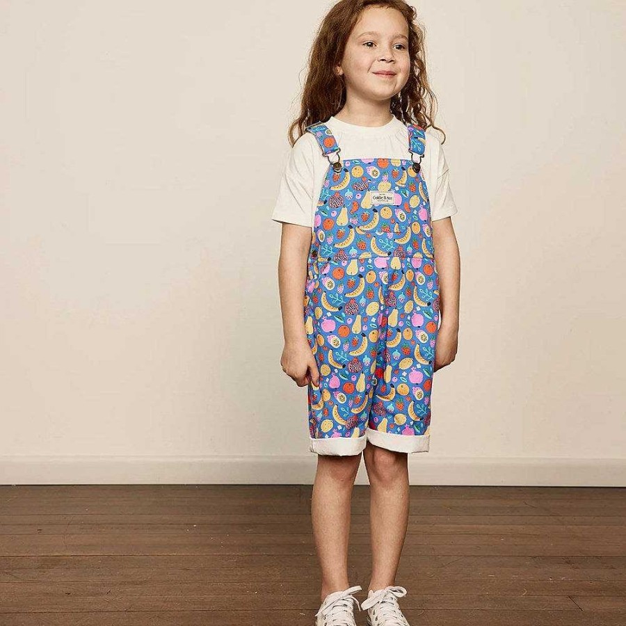 Fashion Goldie + Ace Kid'S Clothing - Other | Goldie + Ace: Burton Fruit Tingle Denim Overalls Blue